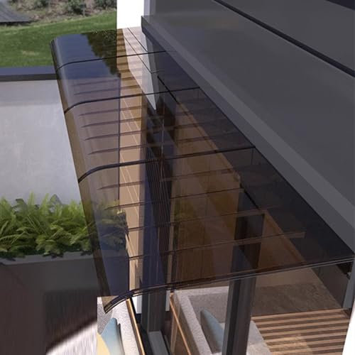 Curved Window Door Canopy,Modern Front Door Canopy Outdoor Awning Rain Shelter Cover,Brown Polycarbonate Cover,Uv Rain Snow Protection Window Garden Canopy Patio Porch Awning (50x120cm/20x47)