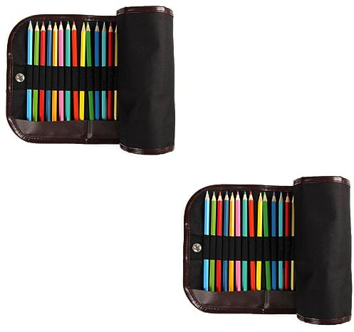 STOBOK 2stücke Roll-up Buntstifte Aufbewahrungstasche Tragbares Federmäppchen Mit Fächern Langlebiges Canvas Design Für Künstler Und Studenten Platzsparend Und Leicht Zu