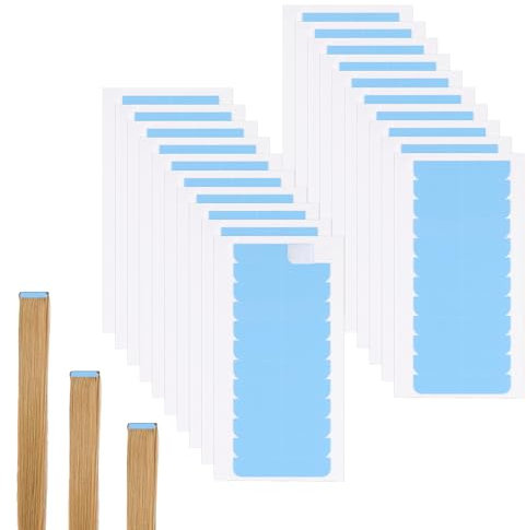 240 Stück Haarverlängerungsband Ersatztapes Klebestreifen Perückenband Hair Extension Tape 4 x 0.8cm Perückenband Echthaar-Tape-Tabs, Für Haarverlängerungen Haareinschlag(Blau)