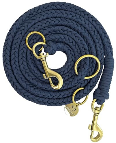 Leisegrün Paracord Hundeleine 2m | Handgefertigte Leine 3-Fach verstellbar | Handmade für kleine und mittelgroße Hunde (Indigo, 2 m) | Farbe: Blau