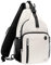 MOSISO Sling Rucksack Tasche, Mehrzweck Umhängetasche Reise Wander Tagesrucksack Brusttasche mit Quadratischer Fronttasche & USB Ladeanschluss, Beige
