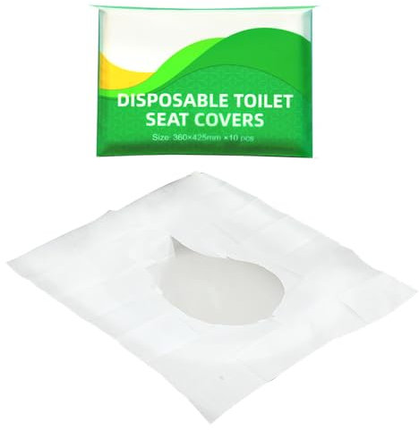 10 Stück Einweg WC-Sitzbezüge, Toilettenüberzug, spülbare Papierabdeckung, Einwegartikel für Flugzeuge, Reisen, öffentliche Toiletten, Camping