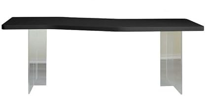 SOBOLON Scrivania per camera da letto, in legno massello acrilico, semplice e moderna, nera, rettangolare, banco da lavoro, scrivania per ufficio e gaming (A, 180 x 80 x 75 cm)