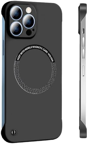 FAOMSEBS for iPhone 14 Pro Max Case, Borderless Bare Phone Feel Black | Compatible with MagSafe, Ultra Thin Lightweight Grip, Slim Fit, Heat Dissipation and Resilient Hard PC Cover for Daily, Game