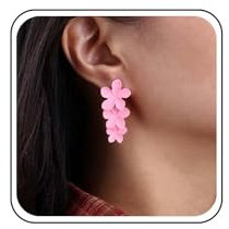 Cybche Boucles D'oreilles Fleurs En Acrylique Boucles D'oreilles Pendantes Fleurs En Résine Boucles D'oreilles Triples Fleurs Boucles D'oreilles Fleurs En Émail Rose Boucles D'oreilles Clous Fleurs