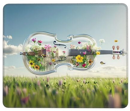 Crystal Cello Mauspad mit genähtem Rand, kleine Schreibtischunterlage für kabellose Maus, Büro, Gaming, Arbeiten, 20 x 24 cm