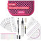 CALCUSO GEOMETRIE SET PRO in pinker Federmappe/Federmäppchen mit Zirkel und Geodreieck - Praktisches Mäppchen für Schule, Uni, Büro und Zeichnungen - Ideal als Geometrie-Set für die Schule