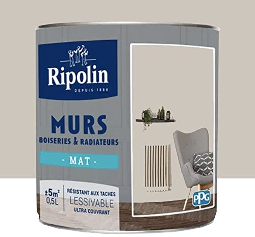 RIPOLIN Peinture Murs, Boiseries, Radiateurs Mat Gris petit cheval 0,5 L