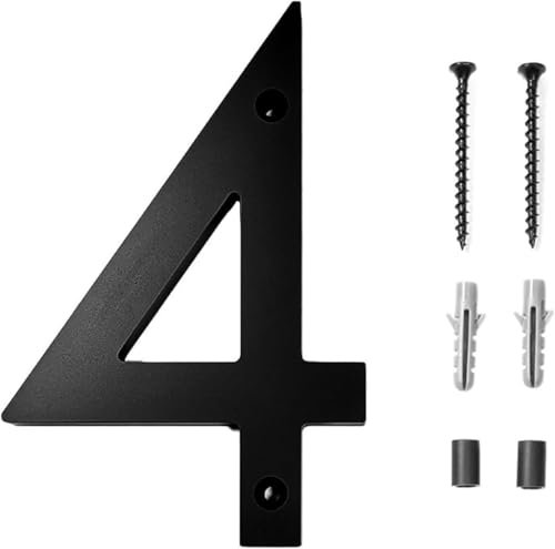 Numero Civico,6 pollici Numero Civico Segnale Acrilico civici Numero Numero civico Esterno Casa moderna Spazzolata numero Numero Casa Galleggiante，per Caselle Postali, Garage，Numero 4