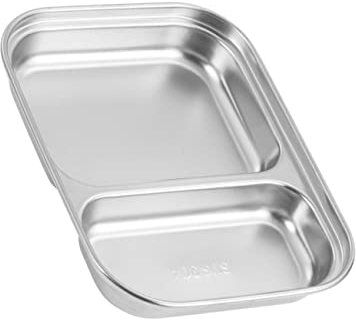 Amosfun 4 Piezas Fiambrera Compartimentada Bandeja Para Alimentos Plato Dividido Plato De Comida Dividida Bandeja De Comida Dividida Plato De Porción De Salud Silver Acero Inoxidable 304
