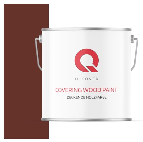 Q-COVER DECKENDE HOLZFARBE 5L HALBMATT Rotbraun RAL 8012 RAL DECKFARBE HOLZLACK DECKLACK WETTERSCHUTZFARBE ALLE HOLZARTE OSB-PLATTEN INNEN AUßEN ca. 80-150 ml / m2