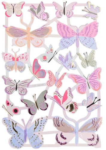 Rico Design Glanzbilder - Stanzpapier 7x25 cm Papier Scrapbooking Grußkarten Geschenkverpackungen Verzierung Kreativarbeiten Schmetterlinge