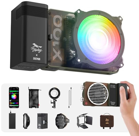 ZHIYUN MOLUS X100 RGB PRO V2 Versione Aggiornata 100W luce video led rgb con APP [Ufficiale] Luci per video professionale Portatile, Luce Video da Studio con 2500K~10000K CRI≥95 TLCI≥97 | Luce video da 100 W