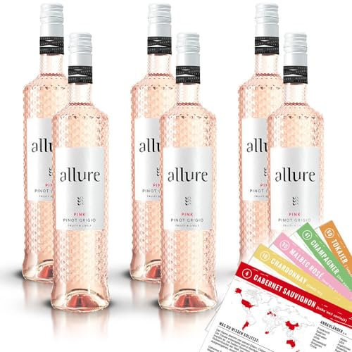 Allure Pink Pinot Grigio, halbtrocken, sortenreines Weinpaket + VINOX Winecards (6x0,75l)