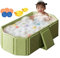 Bañera Plegable Bebé - Bañera Grande para Niños Pequeños con Tapón de Drenaje, Lavabo de Ducha Portátil Sin Inflar con 2 Patitos y 5 Pelotas, Antideslizante, Bañera Plegable para Bañar Gatos y Perros