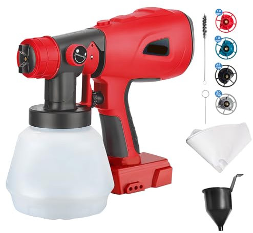 Cordless Paint Sprayer for Milwaukee M18 18V Battery, Brushless HVLP Handheld Electric Paint Spray Gun with 4 Nozzles, 3 Patterns and 1000ML Container for Fencing Decking Wall Furniture