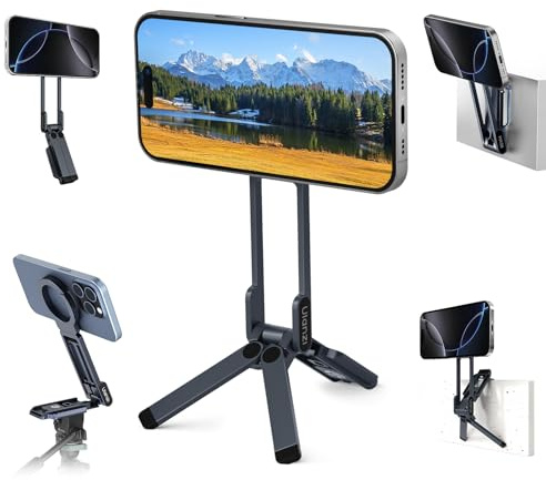 ULANZI MA38 Magnetic Phone Tripod for iPhone, Phone Holder for iPhone 17 | N52 Magnet, Back Magnet Base, Arca QR Base, Foldable Hook w 1/4'' Screw for Tripod Selfie Gym Travel Essentials Accessories
