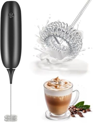 Milk Frother Handheld Whisk Battery Powered Drink Mixer, Milk Frother Foamer & Mini Drink Mixer Coffee Frother, Electric Portable for Latte, Cappuccino, Hot Chocolate - Black