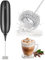 Milk Frother Handheld Whisk Battery Powered Drink Mixer, Milk Frother Foamer & Mini Drink Mixer Coffee Frother, Electric Portable for Latte, Cappuccino, Hot Chocolate - Black