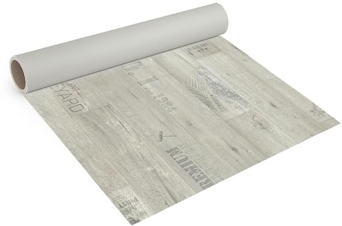 Internethandel Pfordt CV Bodenbelag Holz Schriftzüge Chardonnay 500x200 cm | PVC Boden für Wohnzimmer, Schlafzimmer und Flur, 2,5 mm Gesamtdicke, 0,20 mm Nutzschicht und Nutzungsklasse 22