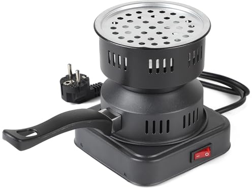 EFUTURETIME Kohlenanzünder elektrisch tragbar 450-600W, 14 x 12,5 x 15cm | Holzkohlegrill klein mit Tragegriff, Kohlegitter für Camping, Kochen