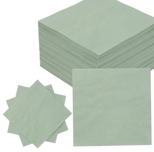 Servietten Salbeigrün, 100 Stück, 25x25 cm, Ideal Für Feiern Und Events, Hochwertige Papierservietten In Grün