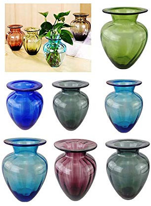 Dekovase Glasvase Vintage Vase Glas Retro Tischvasche (15,5 cm, blau)