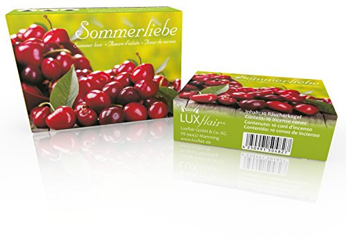 Premium Räucherkegel/Räucherkerzen von Luxflair: Sommerliebe. 20 Stück inklusive Unterlage/Kegelhalter