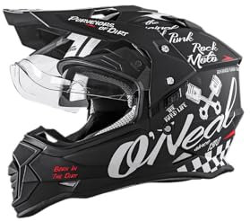 O'NEAL | Casque de Moto | Moto Enduro | Ouvertures de Ventilation pour Un Flux d'air Maximum, Coque en ABS, Pare-Soleil intégré | Casque Sierra Torment | Adulte | Noir/Blanc | Taille S