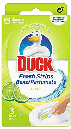 Duck Toilet Fresh Strips, Toilet Bowl Cleaner & Descaler, Lime, 3 Strips