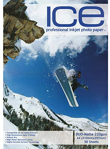 50 x ICE A4 doppelseitiges Matte/Matte - Inkjet-Fotodruckpapier - 220gsm - Professionelles Premium-Fotopapier