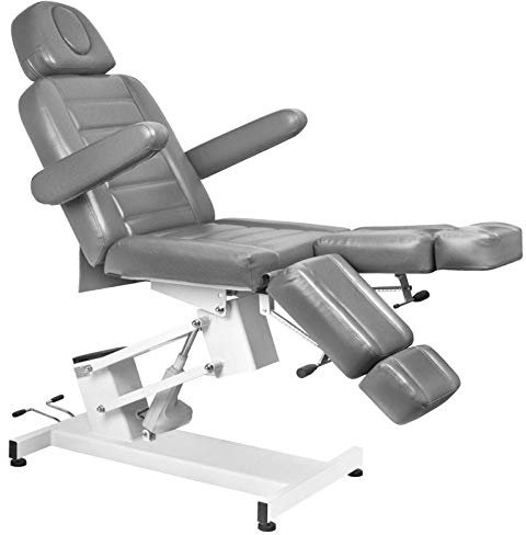 Activeshop Azzurro 706 Pedi Kosmetikliege Massageliege Massagetisch Massagestuhl Grau bis 200 kg belastbar Premium-PU-Leder mit 1 motoren 186 x 58 x (62,5-84,5) cm (L x W x H) (Grau)