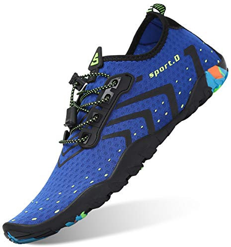 SAGUARO Badeschuhe Herren Wasserschuhe Männer Strandschuhe Damen Aquaschuhe Neoprenschuhe rutschfeste Schwimmschuhe Blau 44 EU
