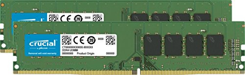 Crucial 16 GB Kit (8 GBx2) (DDR4, 3200 MT/s, PC4-25600, CL22, Single Rank x8, DIMM, 288-Pin) Memory Green CT2K8G4DFS832A