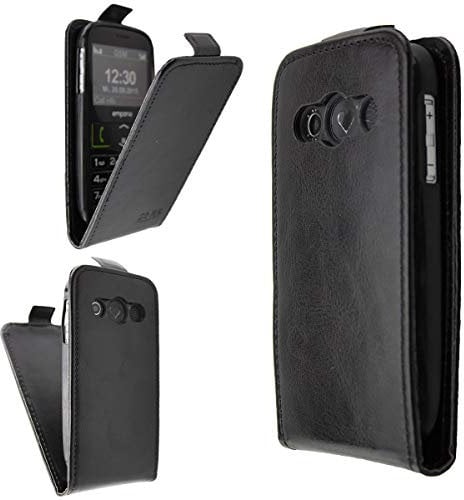 caseroxx Flip Cover für Emporia Euphoria V50 / Active V50 4G in schwarz – Handy-Tasche mit Kreditkartenfächern & Magnetverschluss aus Kunstleder, schlank & funktional