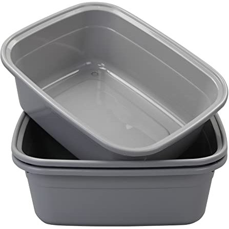Ordate 13 L Rectangle Plastic Washing Up Bowls Basins, 3 Packs, Grey