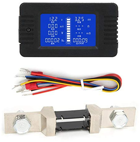 Moniteur de batterie, PZEM-015 0-200V 0-300A Écran LCD multifonctionnel Courant de la batterie Tension Alimentation Capacité d'énergie Testeur d'impédance Checker avec shunt de 200A(avec shunt 200A)