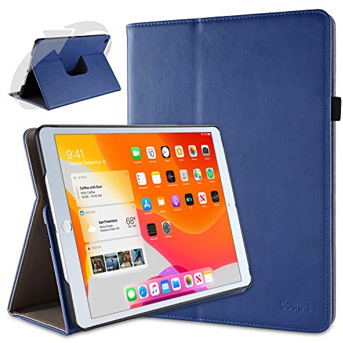 doupi Rotatif Housse pour iPad 2020 (8. Gen.), iPad 2019 (7. Gen.) 10,2 Pouces, Deluxe 360 Degrés Smart Coque de Protection Simili Cuir Coque Cover et Case, Bleu