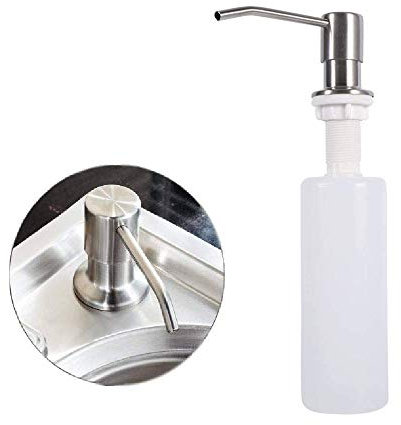 Distributeur Savon pour évier, Distributeur Savon en Acier Inoxydable, 250ml Argent Distributeur Savon en Acier Inoxydable pour Accessoires Lavabo, Accessoires Cuisine