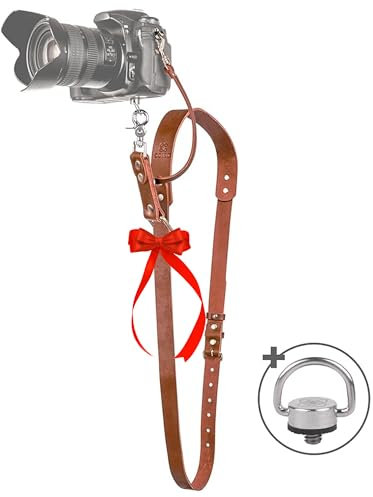 DOSNTO Camera Strap Accessories for One Camera - Professional Single Leather Harness Shoulder Strap Solo Camera Quick Release Gear for DSLR/SLR ProInStyle Strap (Tan)