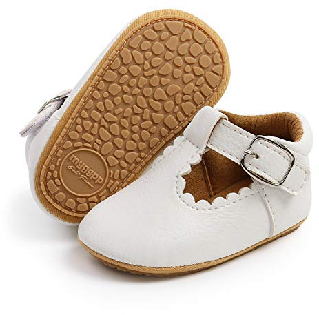 RVROVIC Baby Girl Moccasins Princess Mary Jane Flat Dresses Shoes Premium Lightweight Soft Sole Crib Shoes Toddler Shoes(0-6 Months Infant,A1-White)