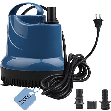 EXLECO Mini Bomba de Agua Sumergible para Acuario, 2500L/H, 40W, 230V, Altura de Extracción: 2,3m, Cable de 2,5 m, Diámetro de Salida: 12/16/20mm, para Jardines, Acuarios, Etanques, Pozos