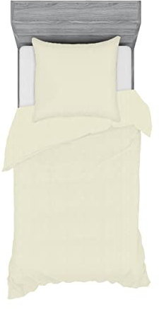 ABAKUHAUS Baumwoll Bettbezug-Set, Hotelqualität Bettwäsche & Kissenbezug mit Reißverschluss Schlafzimmer, Bettbezug mit 1 Kissenbezug, 135 cm x 200 cm, Creme