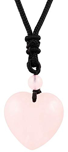 Nupuyai Edelstein Herz Anhänger Heilstein Kette Liebesgeschenk für Damen | Kristall Herz Halskette, Talisman Glückskette, Liebes Herzstein Glücksbringer, Schmuck Geschenk für Frauen, Meditation