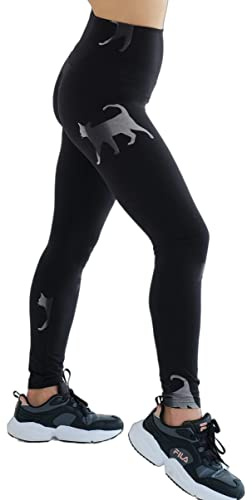 High Waist Womens Leggings - Active Workout Leggings - Tummy Control Soft Ankle Length Leggings for Women (Black Cat, XXL)