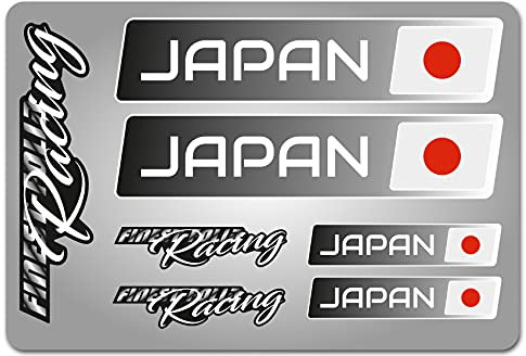 4er Set Aufkleber mit Fahne Flagge und wahlweise Name Sticker für Auto Fahrrad Motorrad Roller Helm im Rallye Racing Design R156 (16 Japan, Ohne Wunschname)