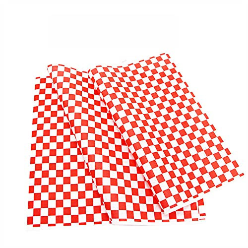 ericotry 100 Blatt 30,5 x 30,5 cm Lebensmittel-Geschenkpapier rot und weiß kariert fettbeständig Deli Papier Sandwich Liner für Restaurants, Kirchen, Grillabende, Schule, Karneval