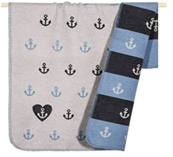 PAD - Kinderdecke - Matrose - Anker - 60% Baumwolle, 40% Polyacryl - Farbe: Light Grey - 75 x 100 cm
