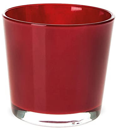 matches21 Glastopf Teelichtglas Topf rund Pflanzgefäß Übertopf Pflanztopf Blumentopf Glas rot 1 STK 11,5x11 cm