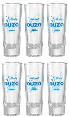 Jassas Premium Ouzo Gläser mit 2cl und 4cl Füllstrich (6er Set)